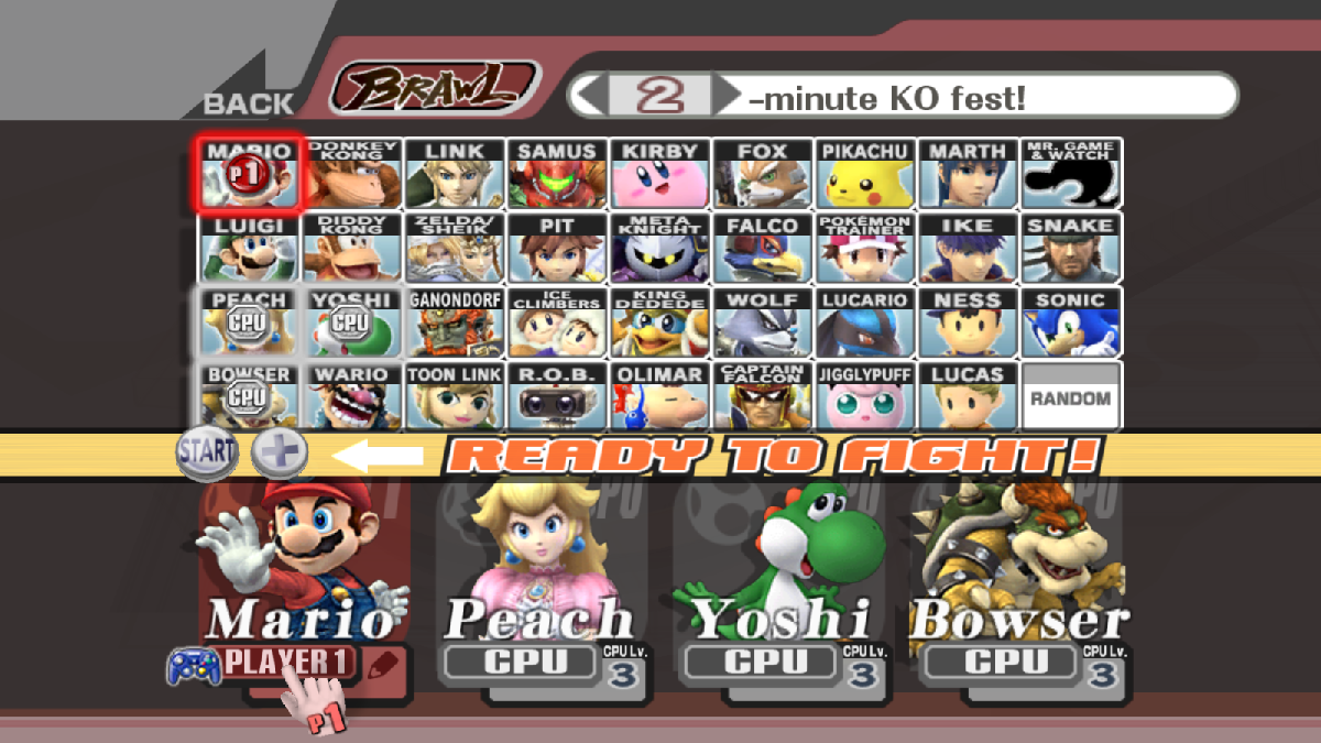 Character roster of Smash Brawl