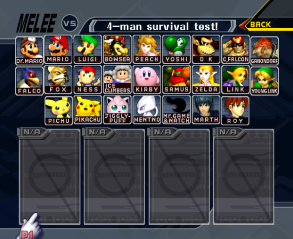 Character roster of Smash Melee